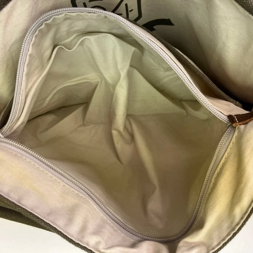 Fossil Olive Green Canvas Messenger Bag Crossbody Satchel Buckle Utility Unisex